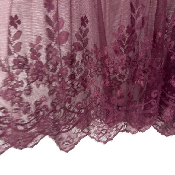 Torrid Chart SZ 6  Womens Sheer Burgundy Floral Lace Tunic Top/Beach Coverup - Picture 11 of 15